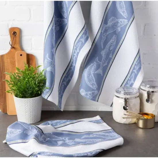 DII&reg; Fish Jacquard Dishtowel, 3ct. {3}