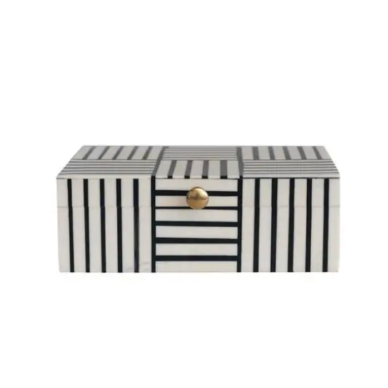 Hello Honey&reg; 3" Modern Black & White Striped Box with Gold Clasp {4}
