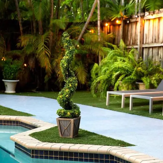 4ft. LED UV Resistant Boxwood Spiral Topiary Tree in Decorative Planter {8}