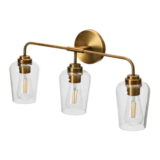 Hello Honey&reg; Robert Stevenson Lighting Holden Metal & Glass 3-Light Vanity Brushed Bronze {7}