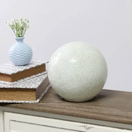 Simple Designs 7.7" Mosaic Stone Ball Table Lamp White {5}