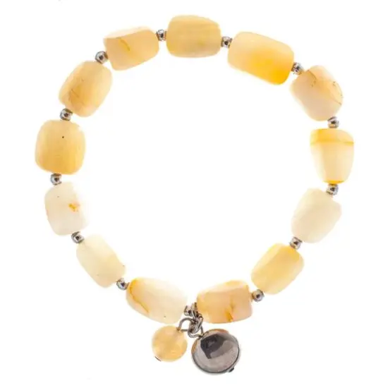 John Bead Honey Jade Happiness Gemstone Charm Bracelet {5}