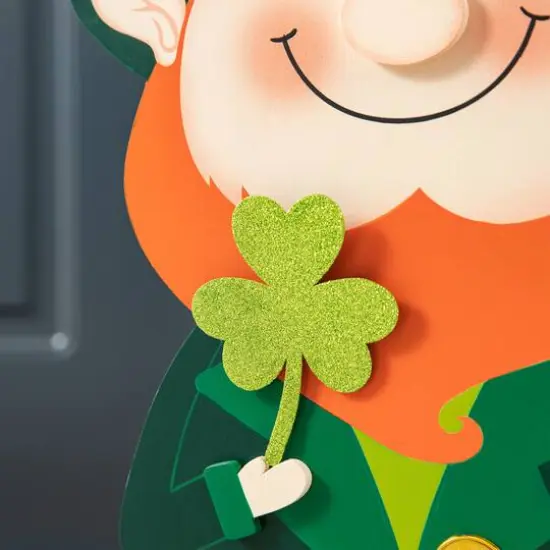 Glitzhome® 23.5" St. Patrick's Wooden Leprechaun Pot of Gold Porch Décor {6}