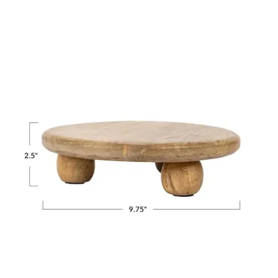 Hello Honey&reg; 10" Round Hand-Carved Mango Wood Cake Pedestal {6}