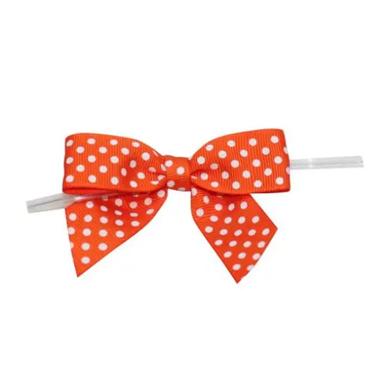JAM Paper 3.25" Grosgrain Polka Dot Twist Tie Bows, 100ct. Orange {1}