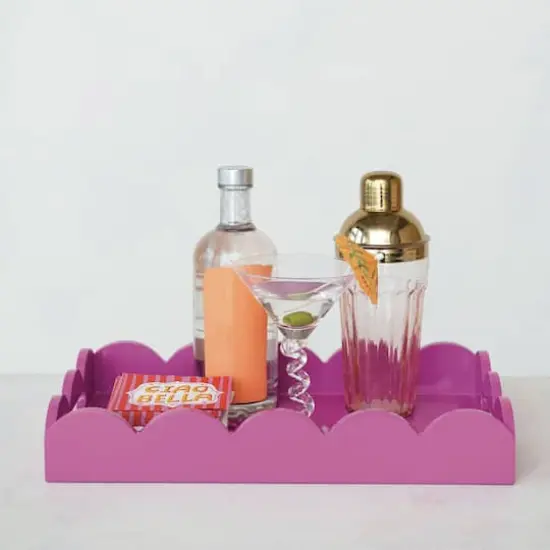 Hello Honey&reg; 16" Wide Fuchsia Wood Tray {3}