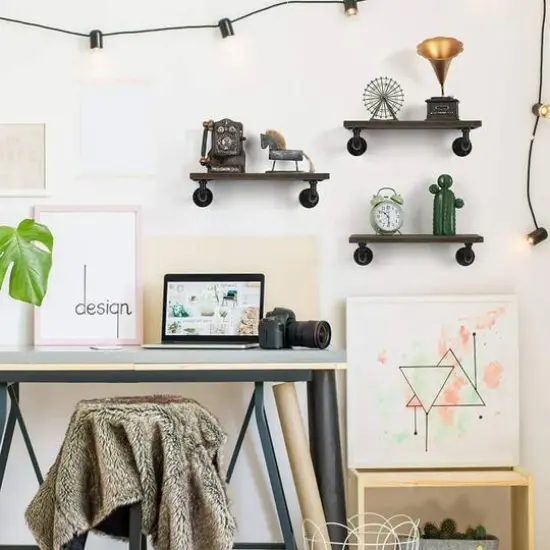 NEX&trade; Black Industrial Pipe Wall Shelf Brackets, 4ct. {7}