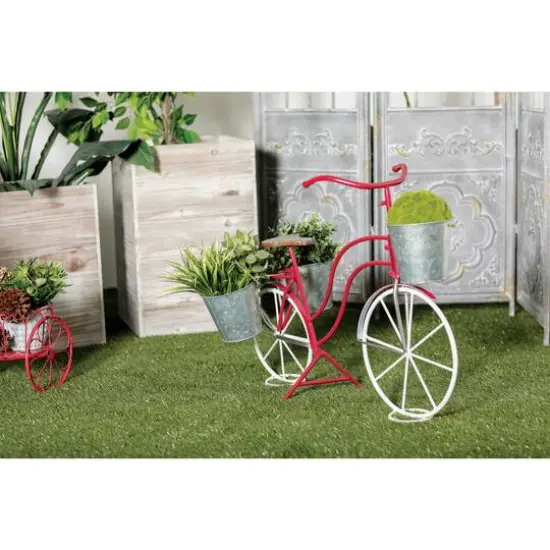 31" Red Tin Vintage Bicycle Planter {8}