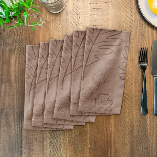 Dusty Rose Large Leaf Pattern Cotton Twill Napkin {4}