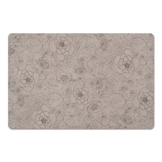 Line Floral Floor Mat Tan {1}