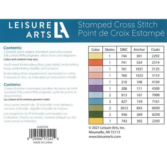 Leisure Arts&reg; Pansy Motif Pillowcase Stamped Embroidery Kit {3}