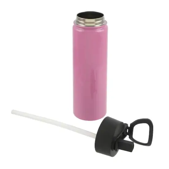 22oz. Stainless Steel Sublimation Water Bottle with Travel Lid by Make Market&reg; Pink {3}