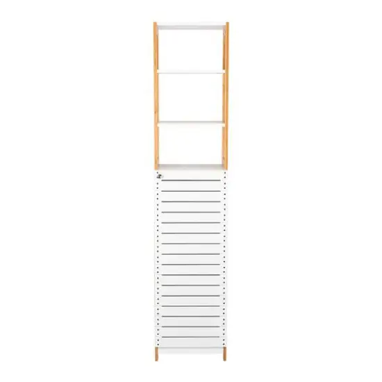 Organize It All Rendition 68" White 6-Shelf Bamboo High Cabinet {12}