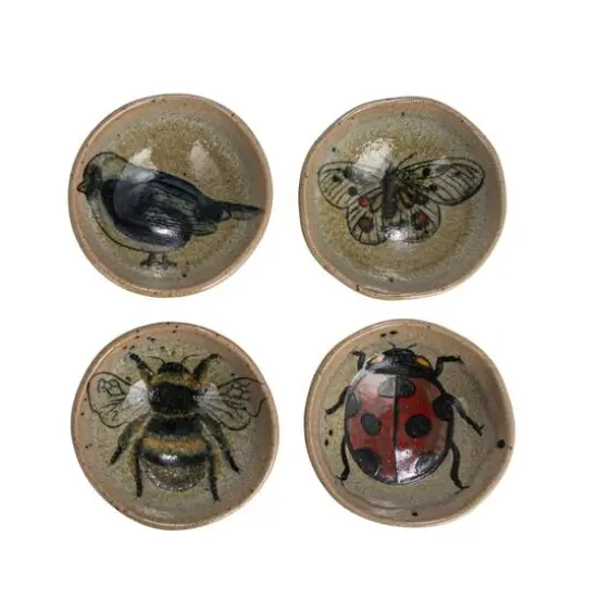 Hello Honey&reg; 3.75" Insect & Bird Stoneware Dish Set {4}