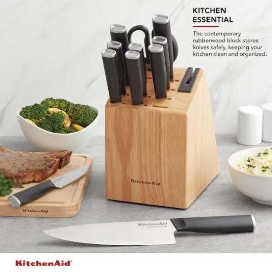 KitchenAid Classic 12-Piece Knife Rubberwood Block Set with Built in Sharpener {7}