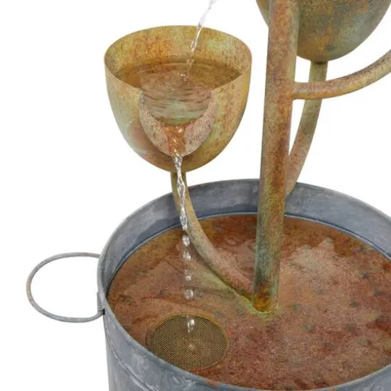 Copper Metal Rustic Fountain, 75" x 13" x 13" {6}