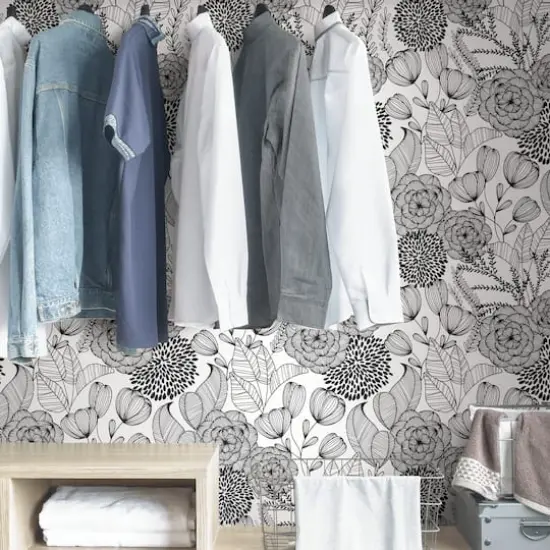 NuWallpaper Black Secret Garden Peel & Stick Wallpaper {5}