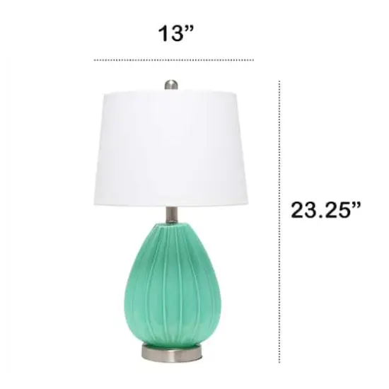 Lalia Home 23" Pleated Table Lamp with White Fabric Shade Seafoam and White {4}