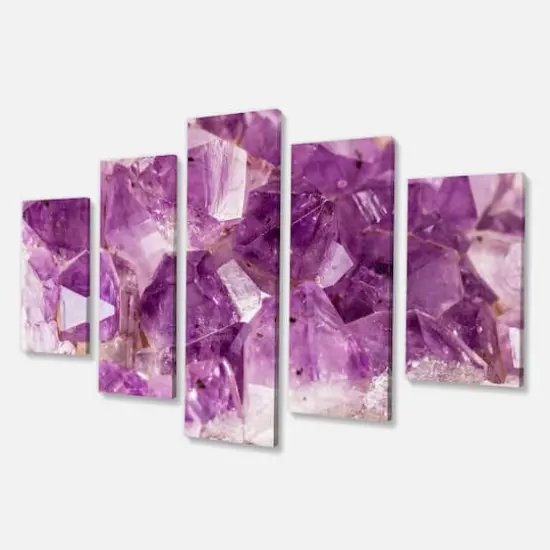 Designart - Purple Amethyst Macro - Contemporary Canvas Wall Art Print {4}