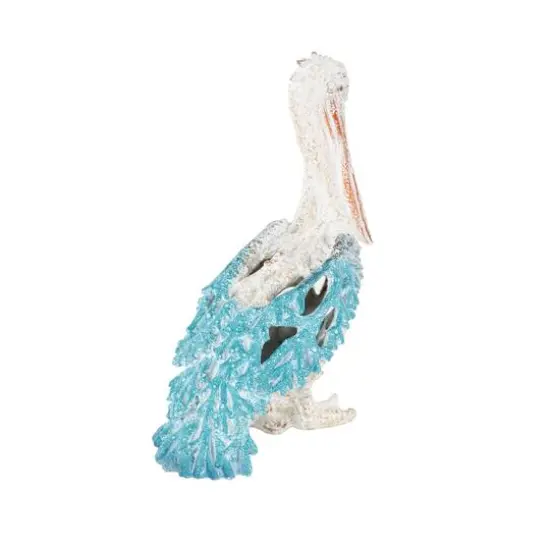 13.5" Textured Polystone Pelican Sculpture Blue {7}