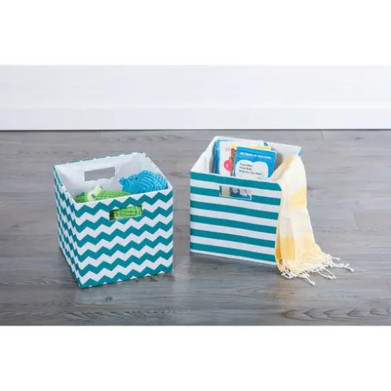 DII&reg; Striped Square Storage Cube Teal {4}