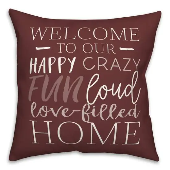 18" x 18" Love Filled Home Throw Pillow Maroon {1}