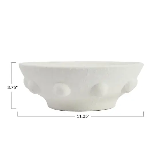 Hello Honey&reg; 11" White Decorative Terra Cotta Bowl with Raised Dot Design {6}