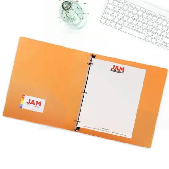 JAM Paper Glass Twill Plastic 3-Ring Binder Orange {7}
