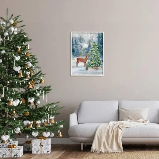Stupell Industries Winter Woodland Animals Tree Framed Giclee Art White {3}