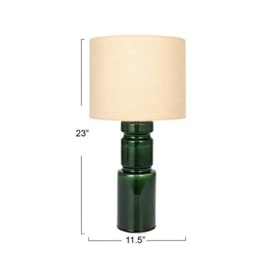 Hello Honey&reg; 23" Green Ceramic LED Table Lamp with Natural Linen Shade {4}