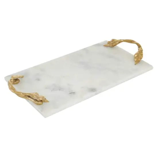 21" White Marble Natural Serving Tray {1}