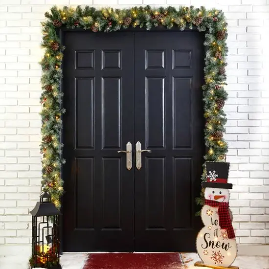 Glitzhome&reg; 9ft. LED Glittered Pinecone Christmas Garlands, 2ct. {3}