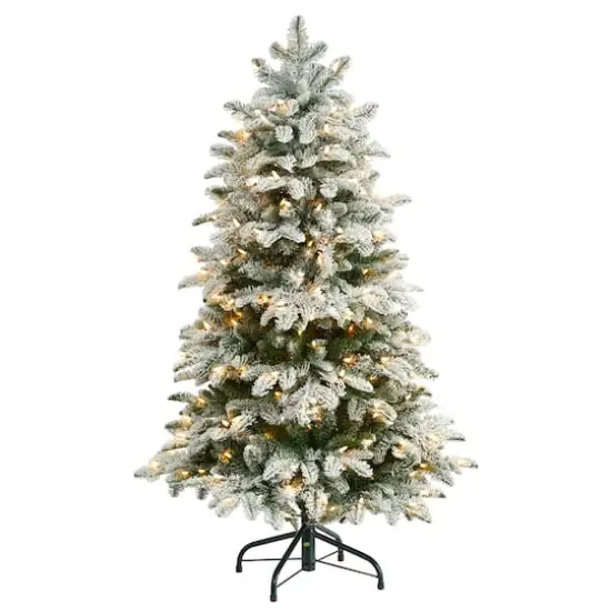 4ft. Pre-Lit Flocked North Carolina Fir Artificial Christmas Tree, Clear Lights {1}