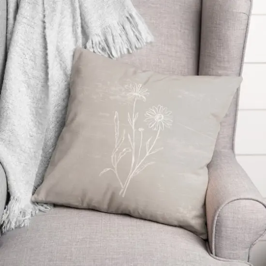 Simple White Floral I Indoor/Outdoor Pillow {3}
