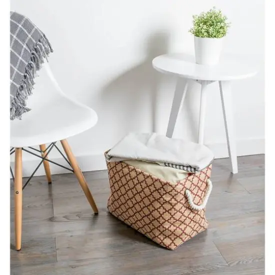 DII&reg; 9" Lattice Round Burlap Bin Wine {6}