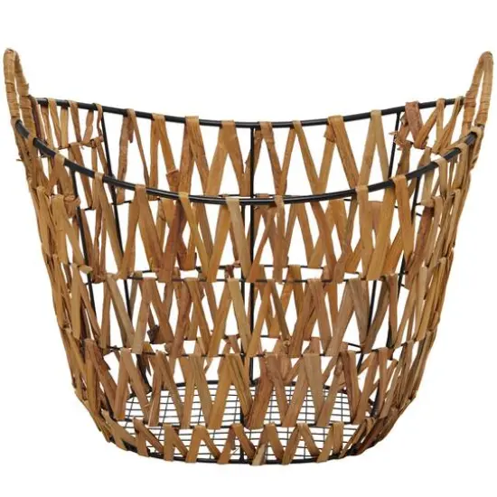 Brown Metal Storage Basket with Handles 20" x 15" x 16" {1}