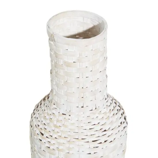 White Bamboo Tall Woven Floor Vase 9" x 9" x 30" {4}