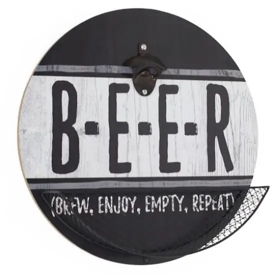 14" Vintage-Inspired 'B-E-E-R' Bottle Opener & Cap Catcher {1}
