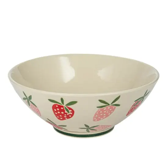 Hello Honey&reg; 10.5" Hand-Painted Wax Relief Strawberries Stoneware Bowls, 4ct. {5}