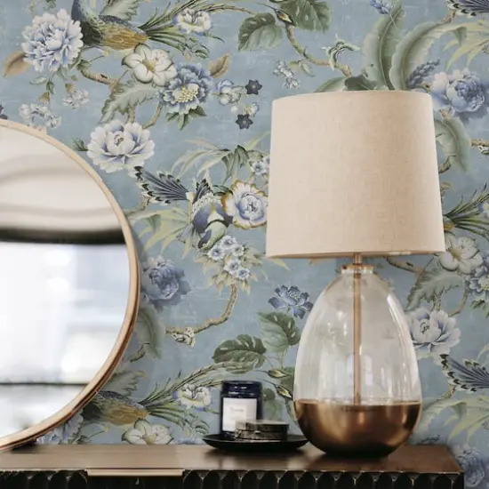 Surface Style Passerine Pavilion Peel & Stick Wallpaper Blue Geyser {5}