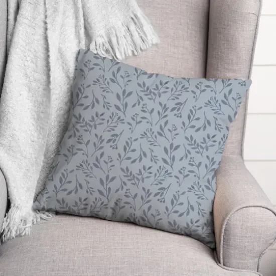 Delicate Floral Throw Pillow Blue {3}