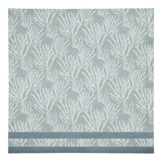 Coral & Stripe Cotton Twill Napkin White/Blue/Blue {1}