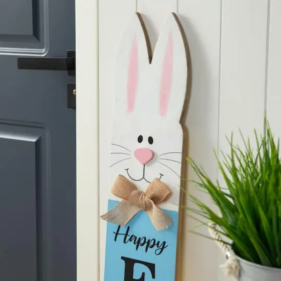 Glitzhome&reg; 42" Wooden Double-Sided Easter Welcome Porch Sign with Bunny Ears {6}