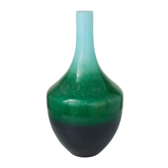 Green Glass Modern Vase, 22" x 12" x 12" {1}