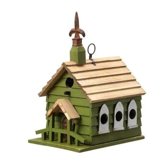 Glitzhome&reg; 11" Oversized Distressed Wood Church Birdhouse {1}