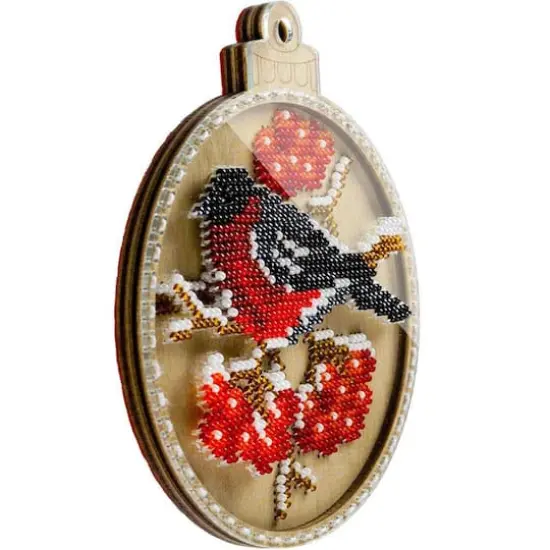 Wonderland Crafts Robin Bead Embroidery on Wood Ornament Kit {4}