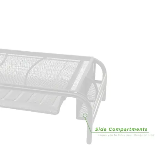 Mind Reader Metal Mesh Monitor Stand & Desk Organizer White {5}
