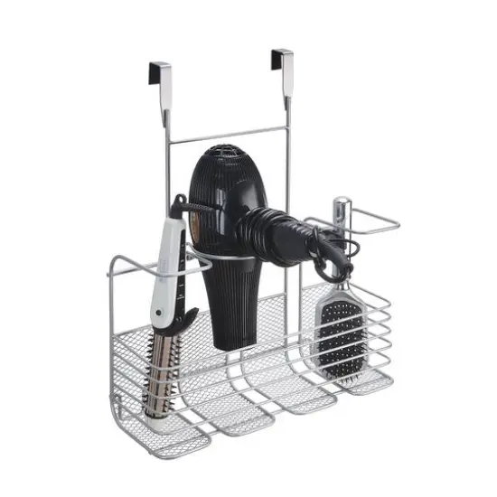 SunnyPoint 4-Compartment Metal Hair Care Storage Basket Silver {1}