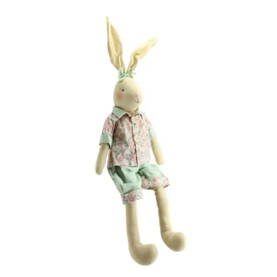 1.6ft. Sitting Linen Pink & Green Floral Easter Bunny Rabbit Spring Figure {3}