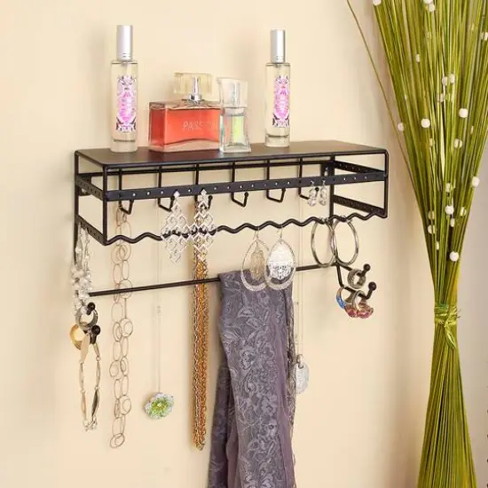 Simplify 14" Black Wall Mount Jewelry & Accessory Organizer {3}